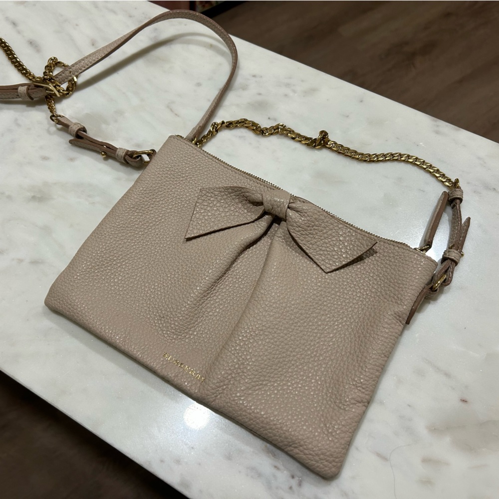Burberry Cream and Gold Crossbody Bag with Chain Strap